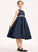 Scoop With Bow(s) Neck Junior Bridesmaid Dresses Satin Beading Knee-Length Akira A-Line Lace