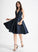 Jadyn A-Line Beading Satin V-neck Dress Homecoming With Lace Knee-Length Homecoming Dresses