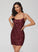 Sequins Sheath/Column Short/Mini Homecoming Scoop Neck With Sequined Gina Dress Homecoming Dresses