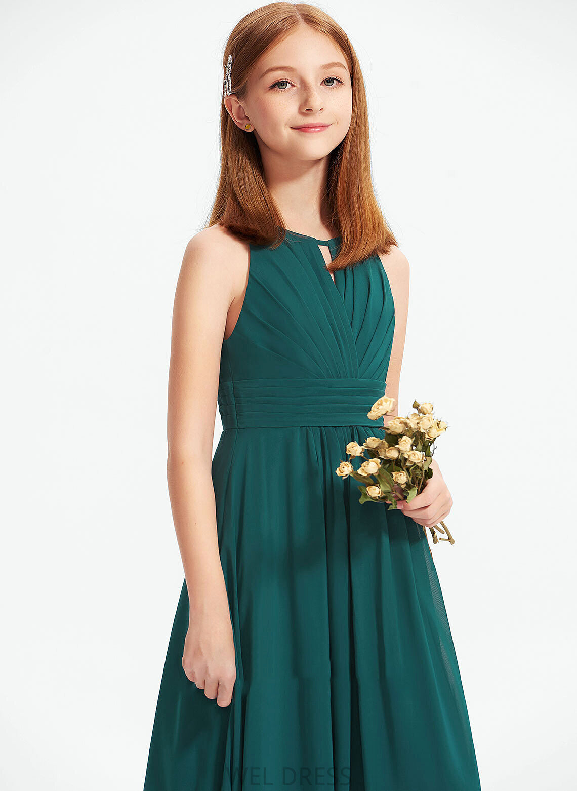 Neck Junior Bridesmaid Dresses Scoop Reese Floor-Length A-Line Chiffon Ruffle With