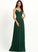A-Line Floor-Length With Pleated Akira Prom Dresses V-neck