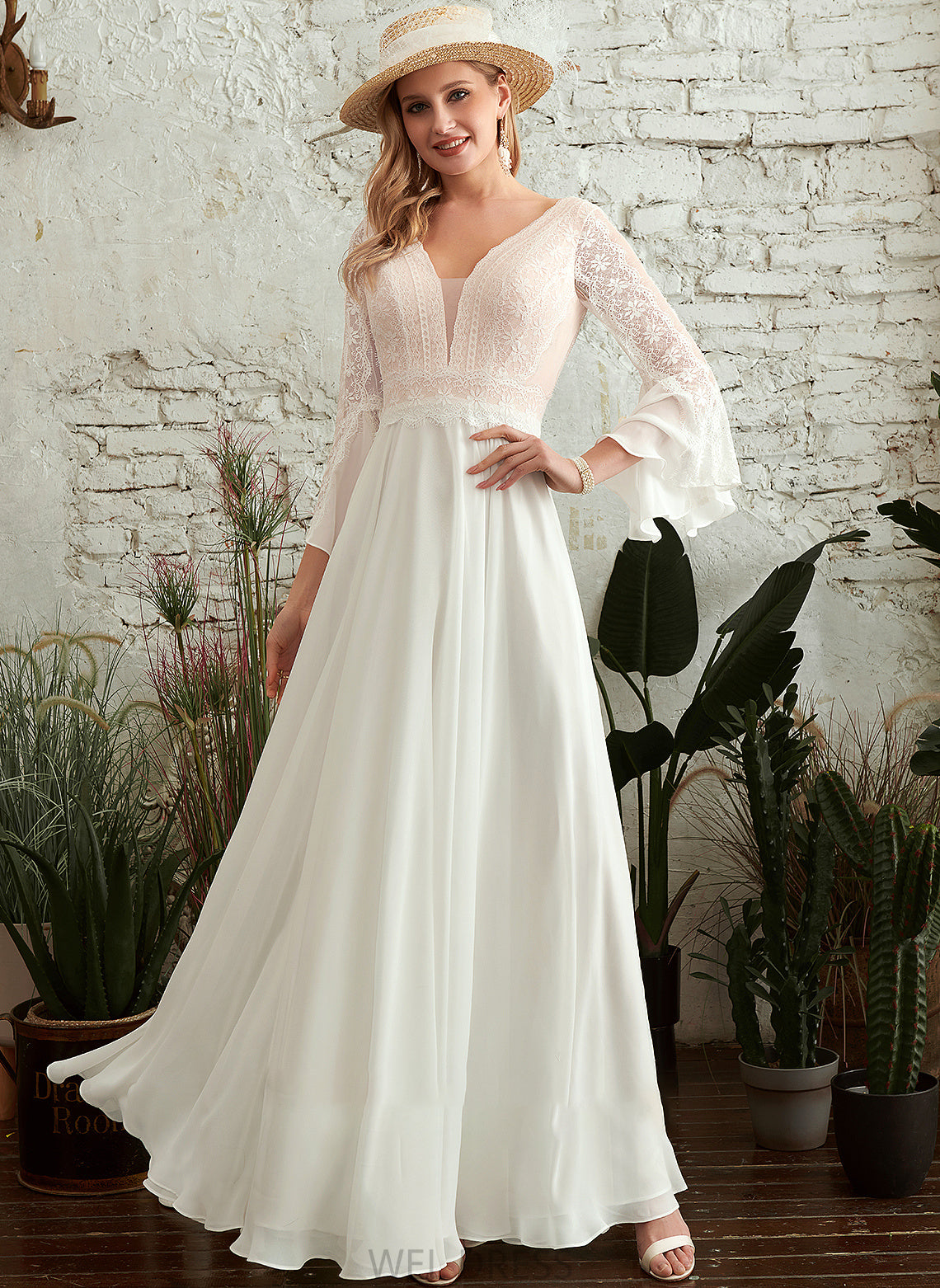 V-neck Wedding Floor-Length Dress Ada A-Line Wedding Dresses