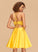 Scoop Homecoming Dresses Satin Homecoming Short/Mini Aubree Neck A-Line Dress
