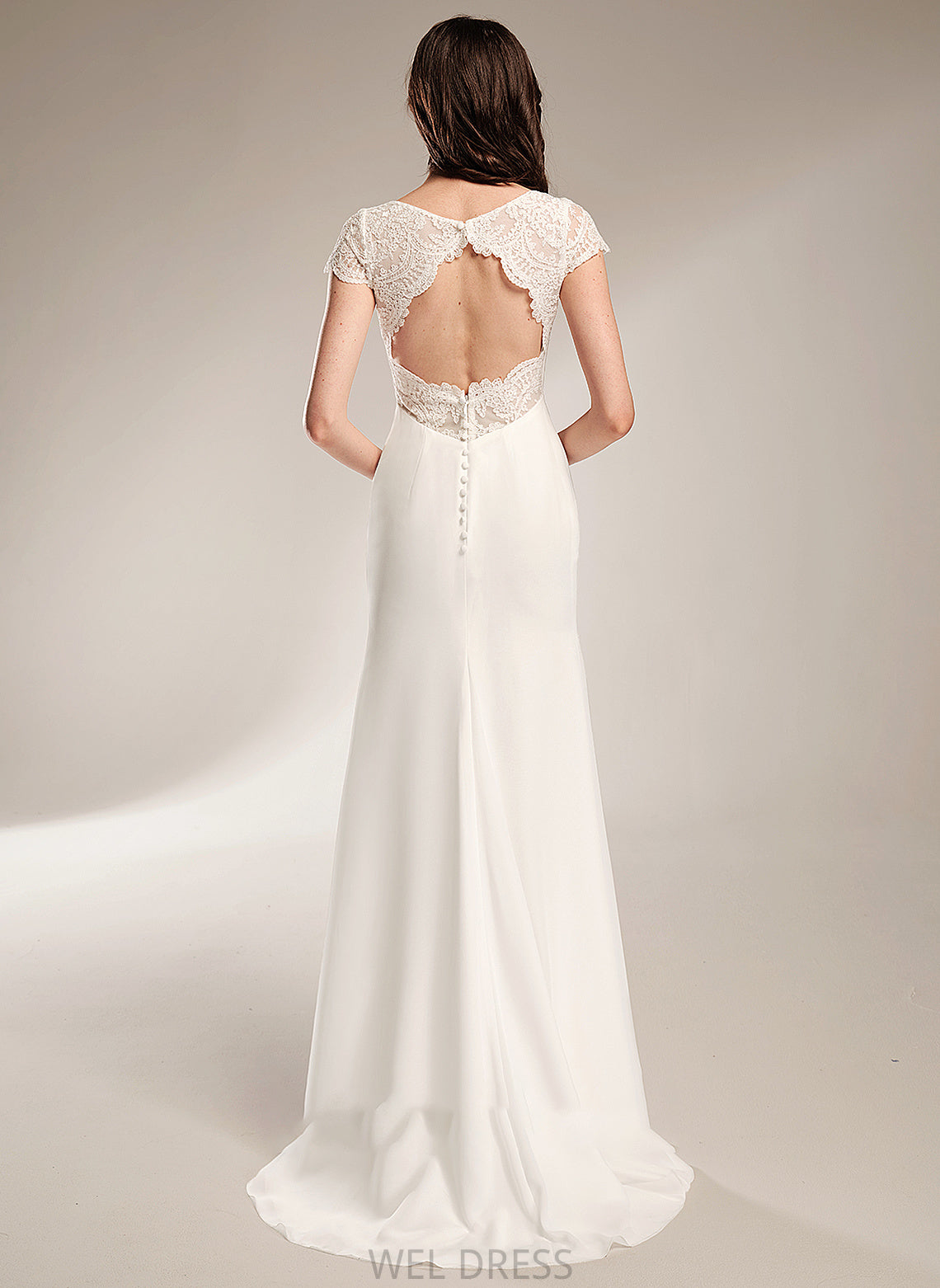 Lace Sheath/Column Dress With Jayda Sweep Wedding V-neck Wedding Dresses Train