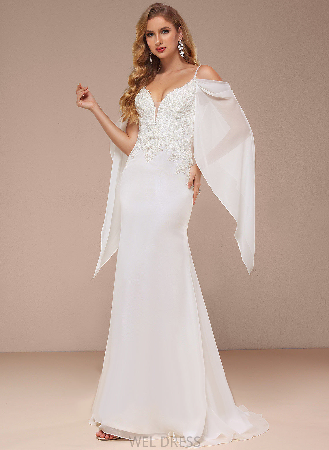 Chiffon Train Dress Cold Reina Sweep Wedding Trumpet/Mermaid Lace Shoulder Wedding Dresses