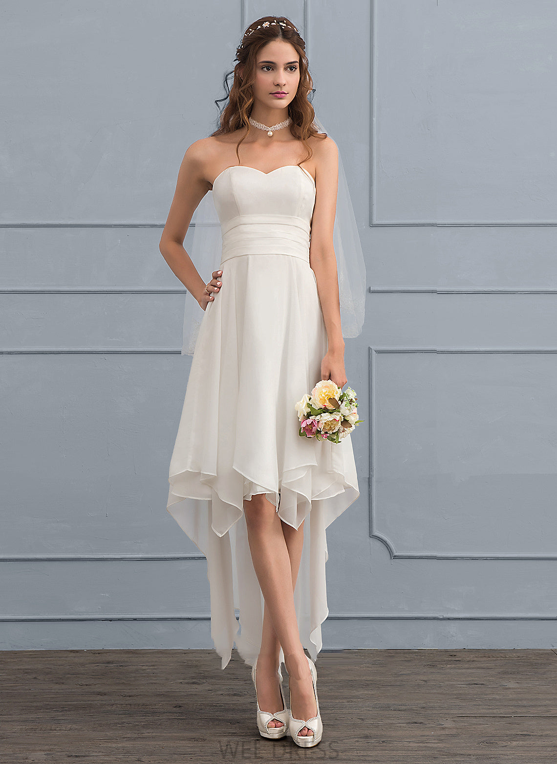 Asymmetrical Dress A-Line Aiyana Wedding Dresses Sweetheart Wedding Chiffon With Ruffle