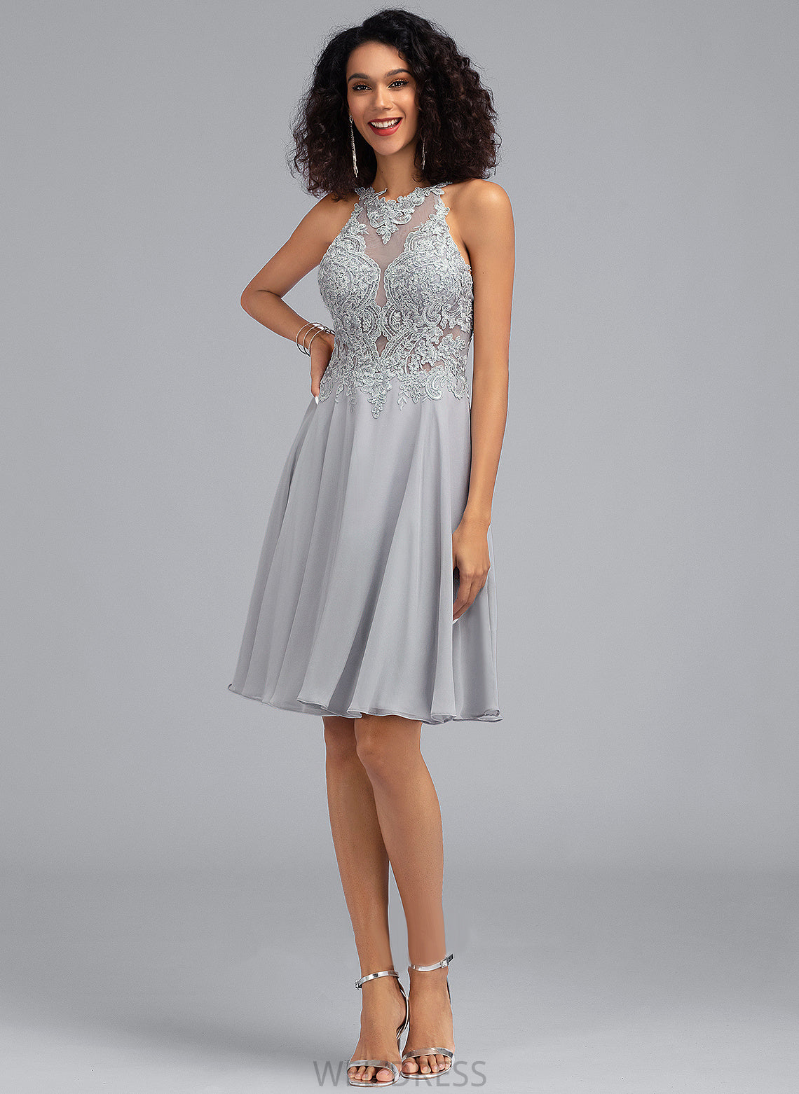 Sequins Yesenia Scoop Chiffon Dress Neck Knee-Length A-Line With Homecoming Dresses Homecoming