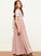 A-Line Scoop Lace Floor-Length Chiffon Neck Junior Bridesmaid Dresses Kassidy