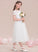 A-Line Scoop Tea-Length Tulle Neck Anne Junior Bridesmaid Dresses