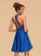Ximena Satin With Homecoming Homecoming Dresses Sequins Dress Lace A-Line Neck High Short/Mini