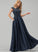 Scoop Sequins Prom Dresses Satin Cherish Floor-Length Pockets Ball-Gown/Princess Beading Bow(s) Neck Lace With