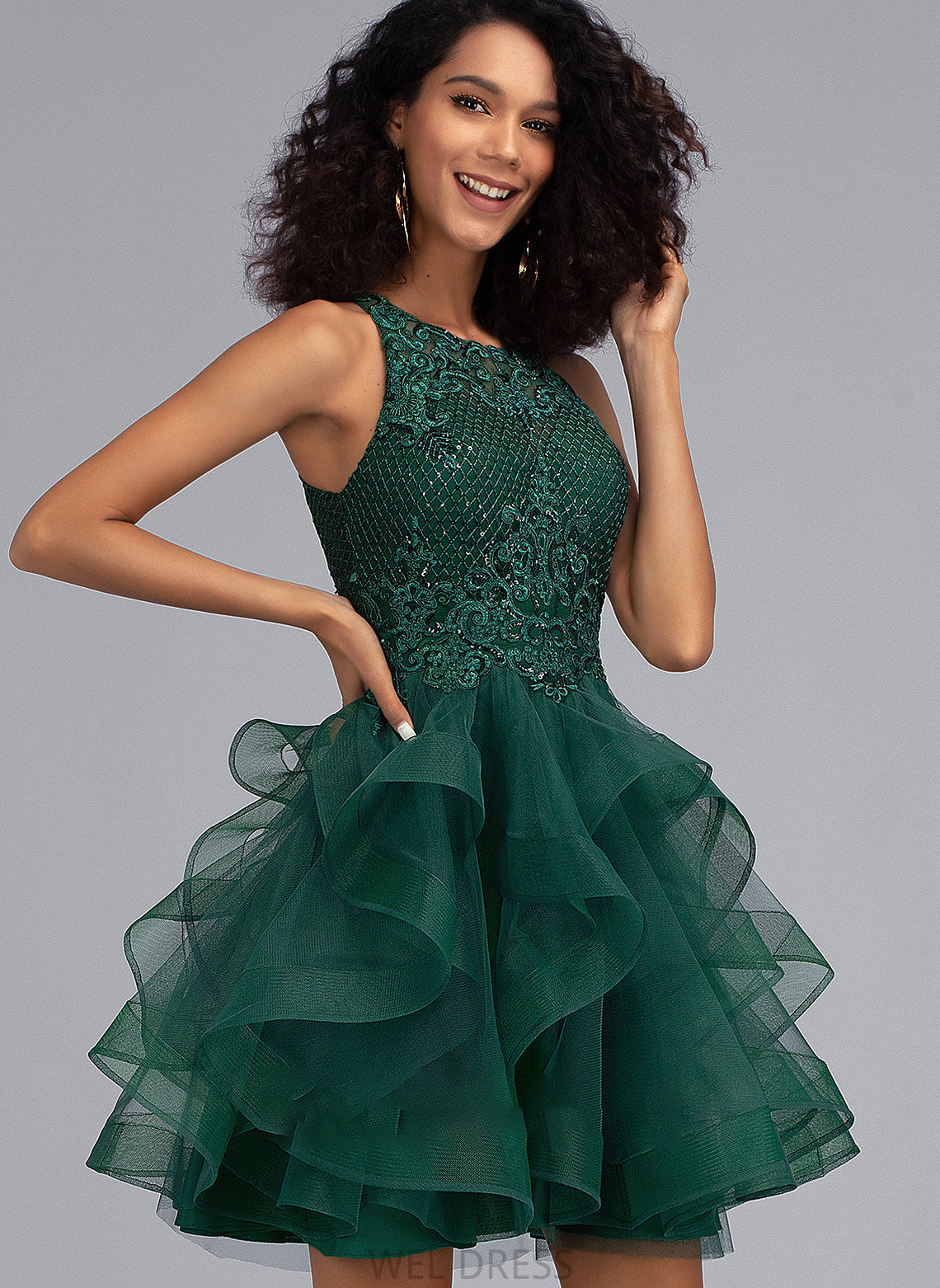 Prom Dresses Liliana With Short/Mini Tulle Scoop Sequins Ball-Gown/Princess Neck