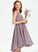 Lace A-Line Knee-Length Ruffle Lia With Chiffon Junior Bridesmaid Dresses V-neck