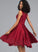 Knee-Length Homecoming Dresses A-Line Dress Satin Lace With V-neck Riley Appliques Homecoming