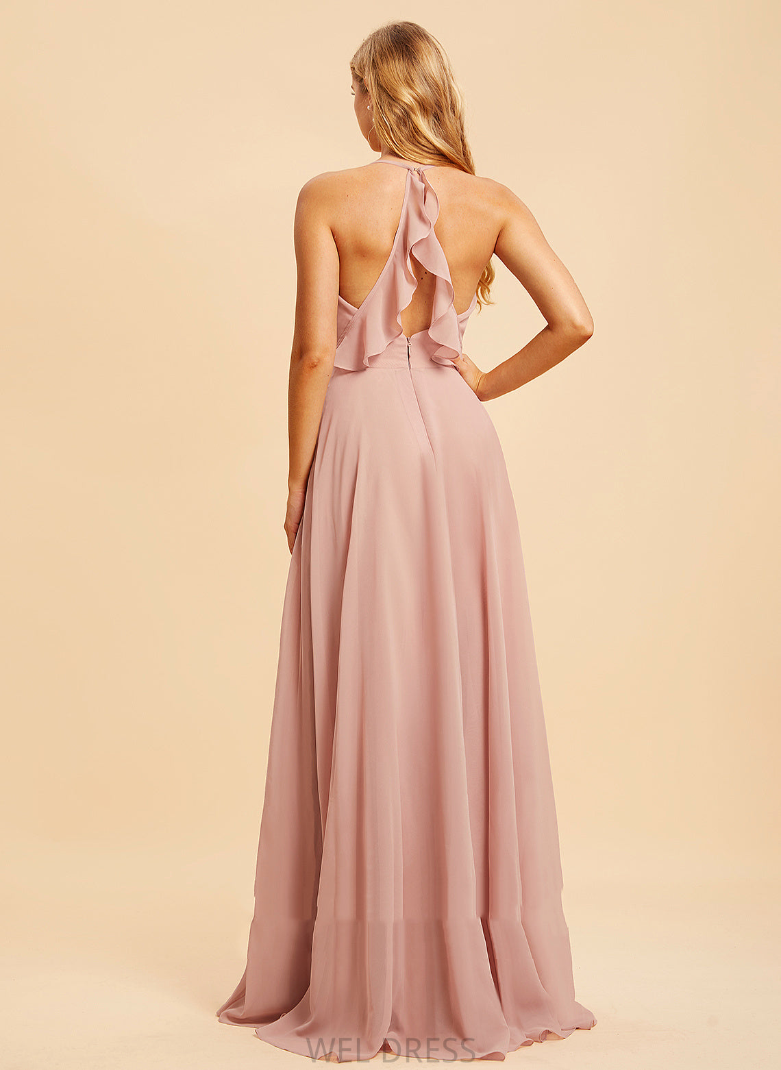 V-neck Ruffle A-Line Floor-Length Fabric Silhouette Length Neckline Embellishment Leilani A-Line/Princess Floor Length Bridesmaid Dresses