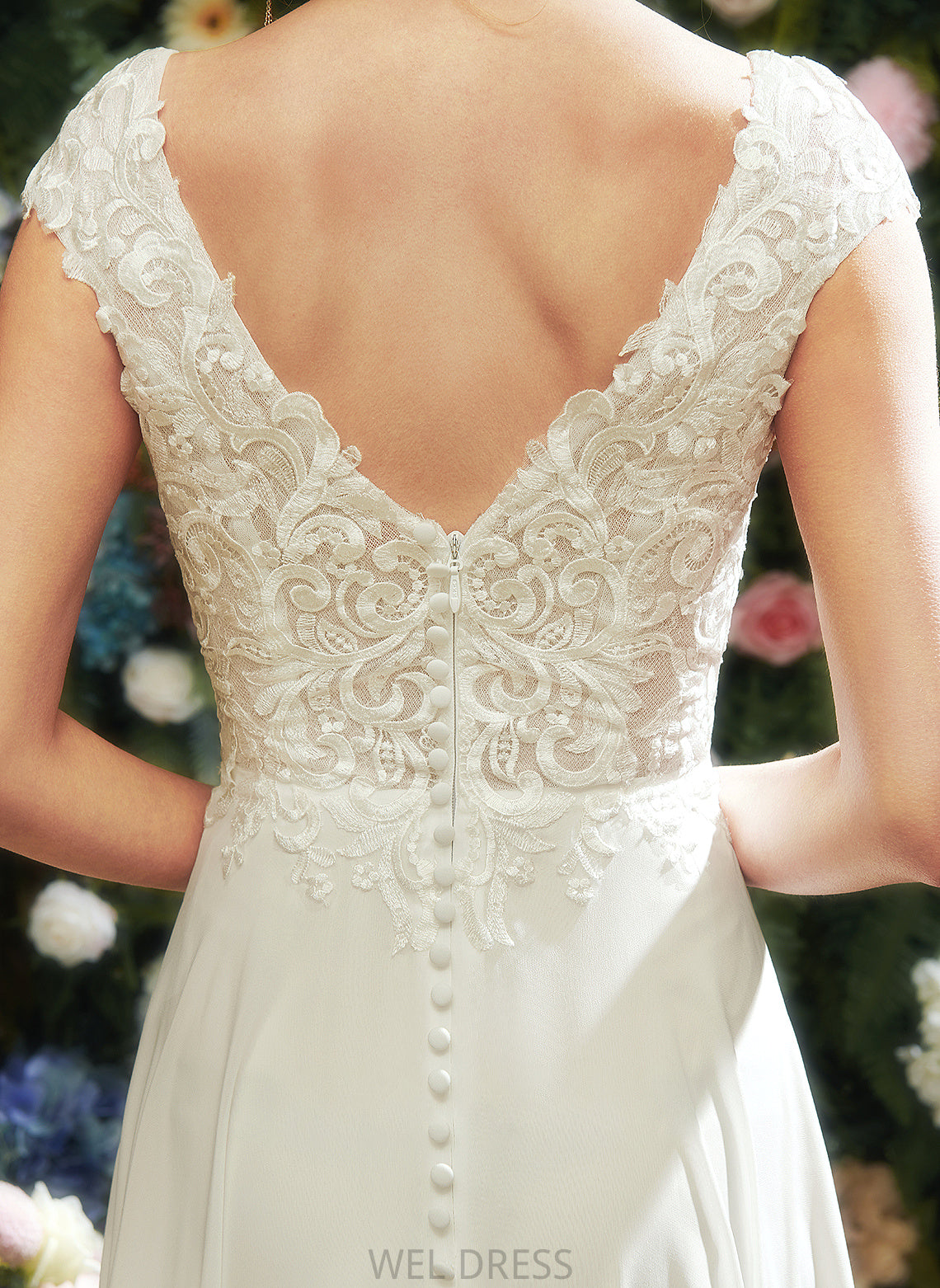 Wedding A-Line Dress Wedding Dresses Kaya Floor-Length V-neck With Lace