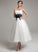Beading With Sash Tulle Bow(s) Dress Tea-Length Strapless Lace Yareli Ball-Gown/Princess Wedding Wedding Dresses