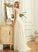 Scoop Lace With Tulle Train Amber Wedding Sweep Lace Ruffle Neck Wedding Dresses Dress A-Line