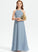 Ruffle Sofia Neck A-Line Scoop With Junior Bridesmaid Dresses Floor-Length Chiffon