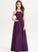 Neckline Chiffon Annalise Lace Floor-Length Square Bow(s) Junior Bridesmaid Dresses With A-Line