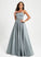 With Neck Scoop Reagan A-Line Floor-Length Beading Satin Prom Dresses