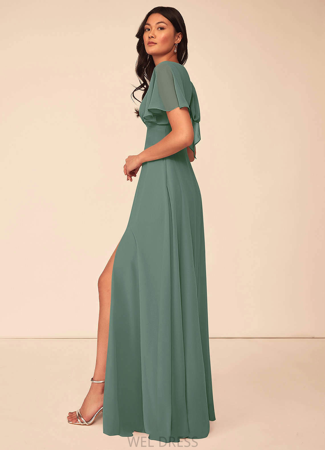 Denise Floor Length Natural Waist Sleeveless Spaghetti Staps A-Line/Princess Bridesmaid Dresses