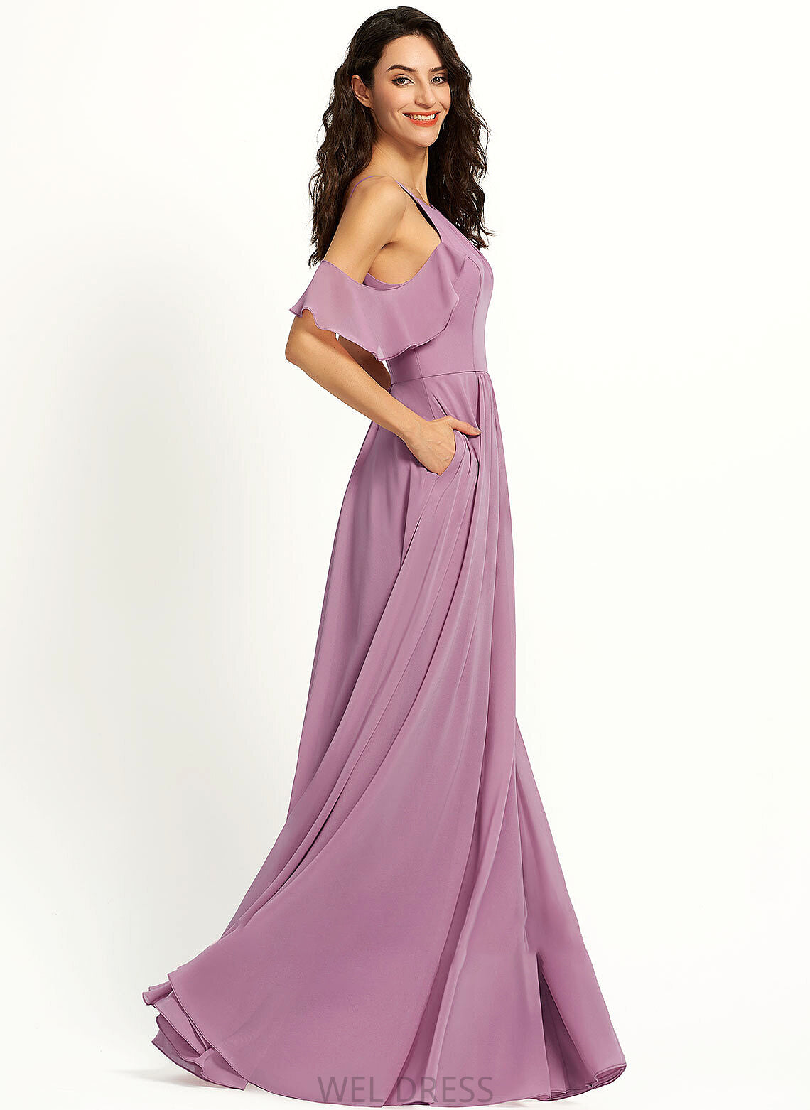 ScoopNeck Silhouette Fabric Embellishment Pockets Length Neckline Floor-Length A-Line Nina Sleeveless A-Line/Princess