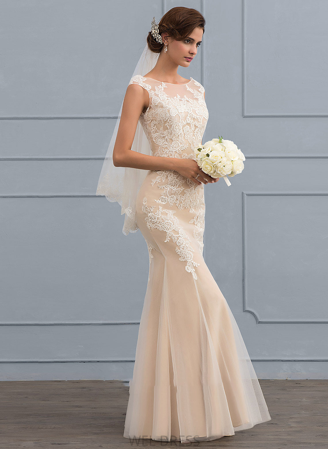 Scoop Tulle Dress Floor-Length Dayanara Wedding Wedding Dresses Trumpet/Mermaid Neck Lace