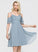 A-Line Knee-Length Ruffles V-neck With Cascading Homecoming Dresses Homecoming Emilia Chiffon Dress