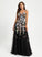 Train Prom Dresses Tulle V-neck Ball-Gown/Princess Piper Lace Sweep With