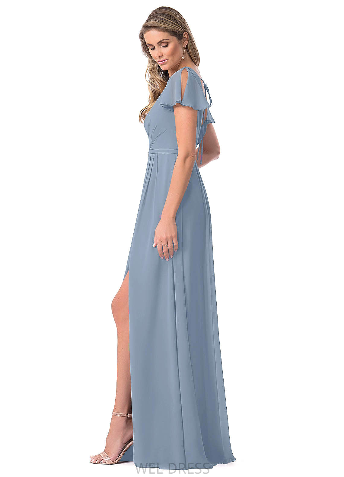 Norma V-Neck Sleeveless Floor Length Natural Waist A-Line/Princess Bridesmaid Dresses