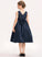 Scoop With Bow(s) Neck Junior Bridesmaid Dresses Satin Beading Knee-Length Akira A-Line Lace
