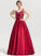 Neck Sequins Satin With Ball-Gown/Princess Scoop Floor-Length Prom Dresses Ali