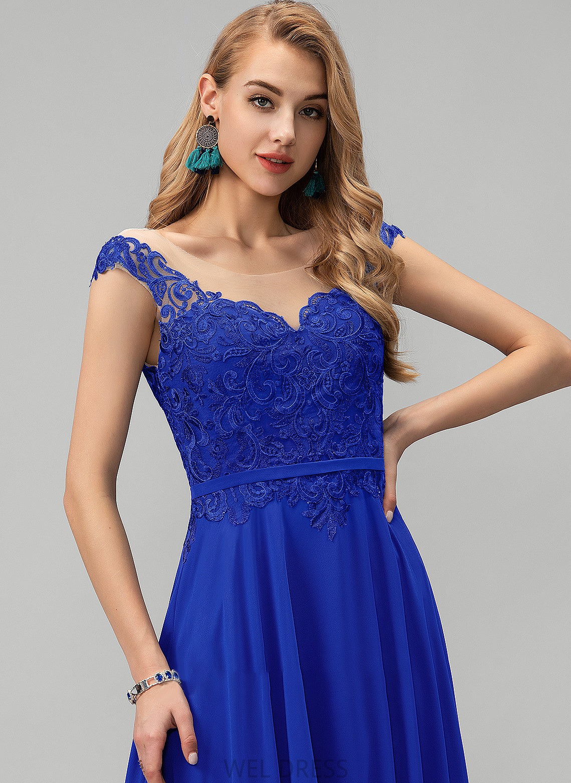Chiffon Prom Dresses Neck Iyana Scoop Lace A-Line Floor-Length Sequins With