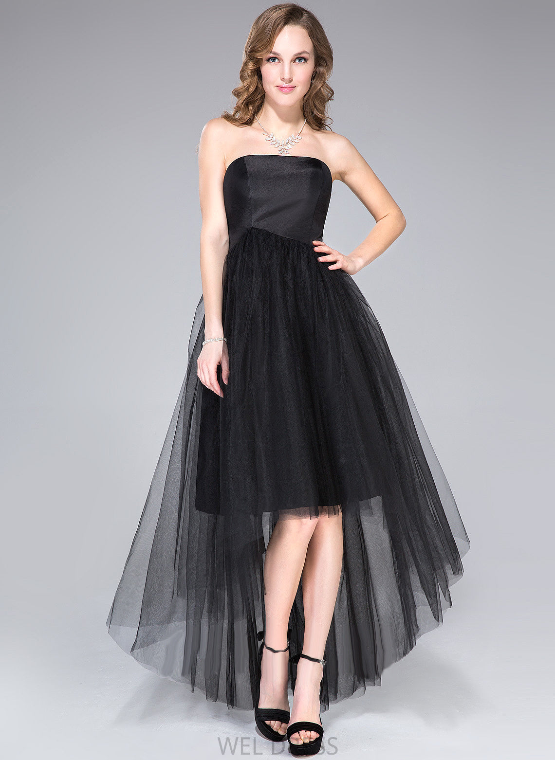 Ruffle With Tulle Strapless Taffeta Homecoming Adrianna A-Line Homecoming Dresses Dress Asymmetrical