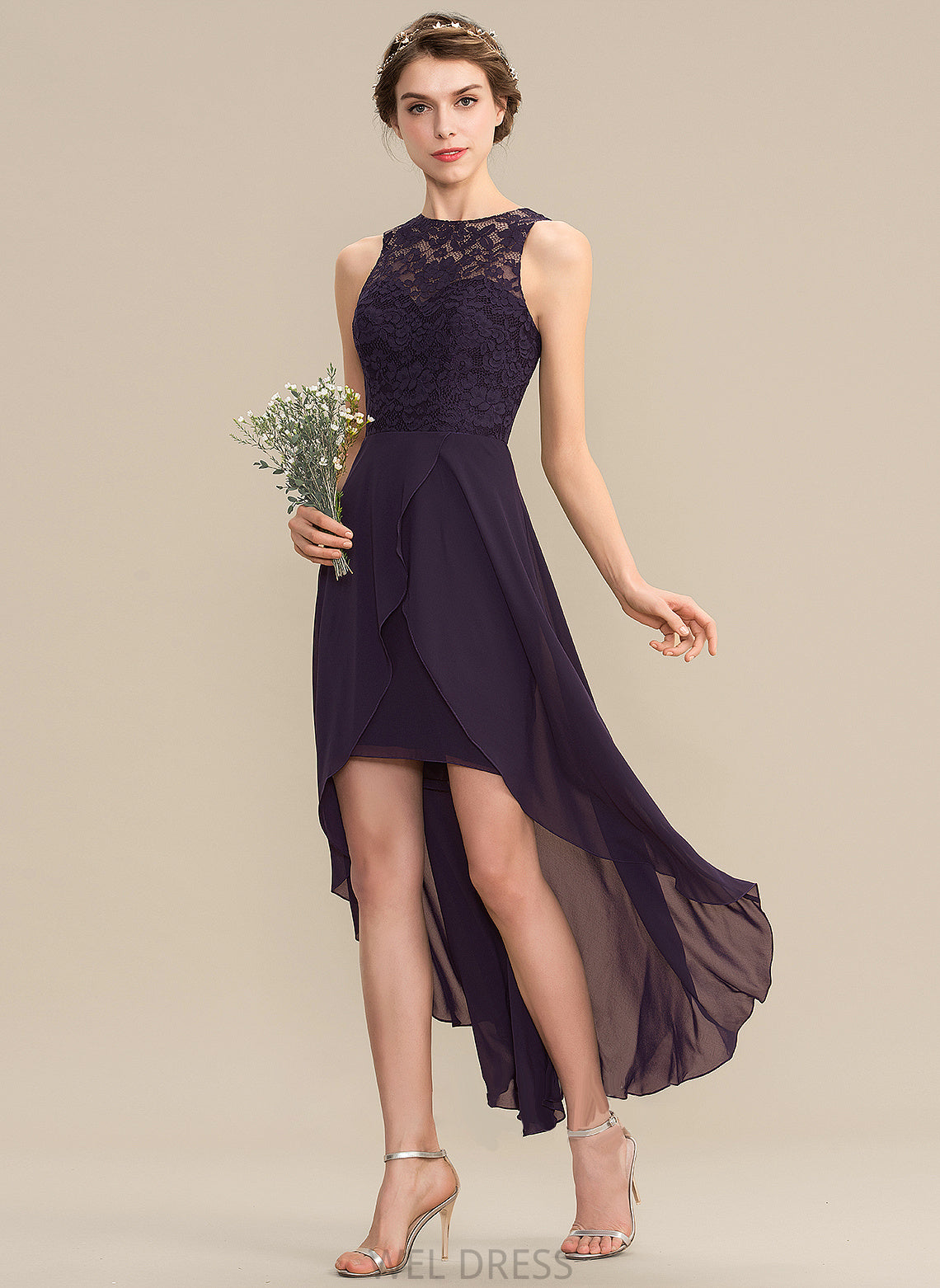 Asymmetrical Neckline Length Lace Straps Fabric A-Line ScoopNeck Silhouette Karissa Floor Length A-Line/Princess