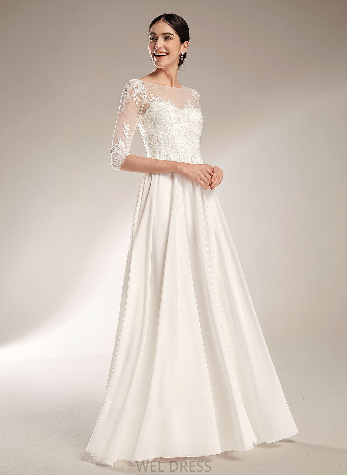 Dress Sequins Pamela A-Line Wedding Dresses With Illusion Sweep Train Wedding