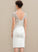 Lace Satin Knee-Length Dress Angeline Wedding Dresses Sheath/Column Wedding V-neck