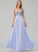 Feather Prom Dresses Chiffon With Beading Lace A-Line Sequins Floor-Length V-neck Karsyn Flower(s)