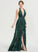 V-neck Alexia Chiffon Ball-Gown/Princess Cascading With Floor-Length Ruffles Front Prom Dresses Halter Split