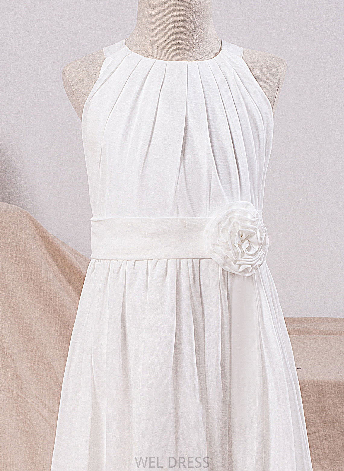 With Junior Bridesmaid Dresses Flower(s) Ankle-Length Chiffon Scoop Neck Tabitha A-Line