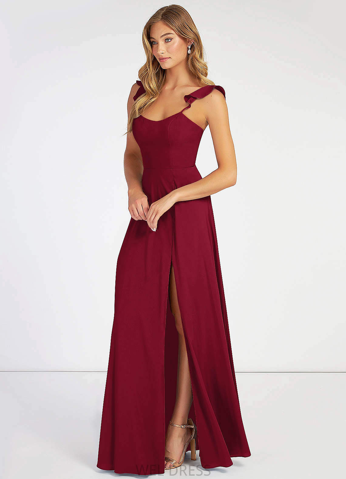 Jaylene Natural Waist Sleeveless Scoop Floor Length A-Line/Princess Bridesmaid Dresses