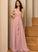 Floor-Length Length V-neck Silhouette Neckline Ruffle A-Line Fabric Embellishment SplitFront Giada Natural Waist Bridesmaid Dresses