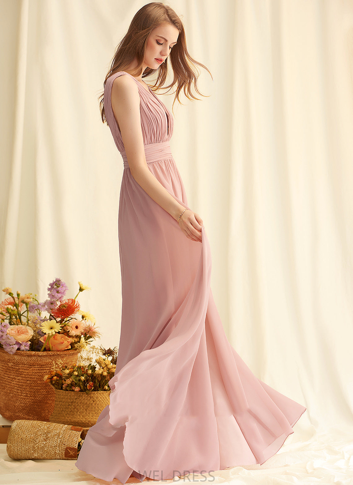 Silhouette SplitFront A-Line Embellishment V-neck Floor-Length Neckline Length Fabric Helen Floor Length Scoop Bridesmaid Dresses