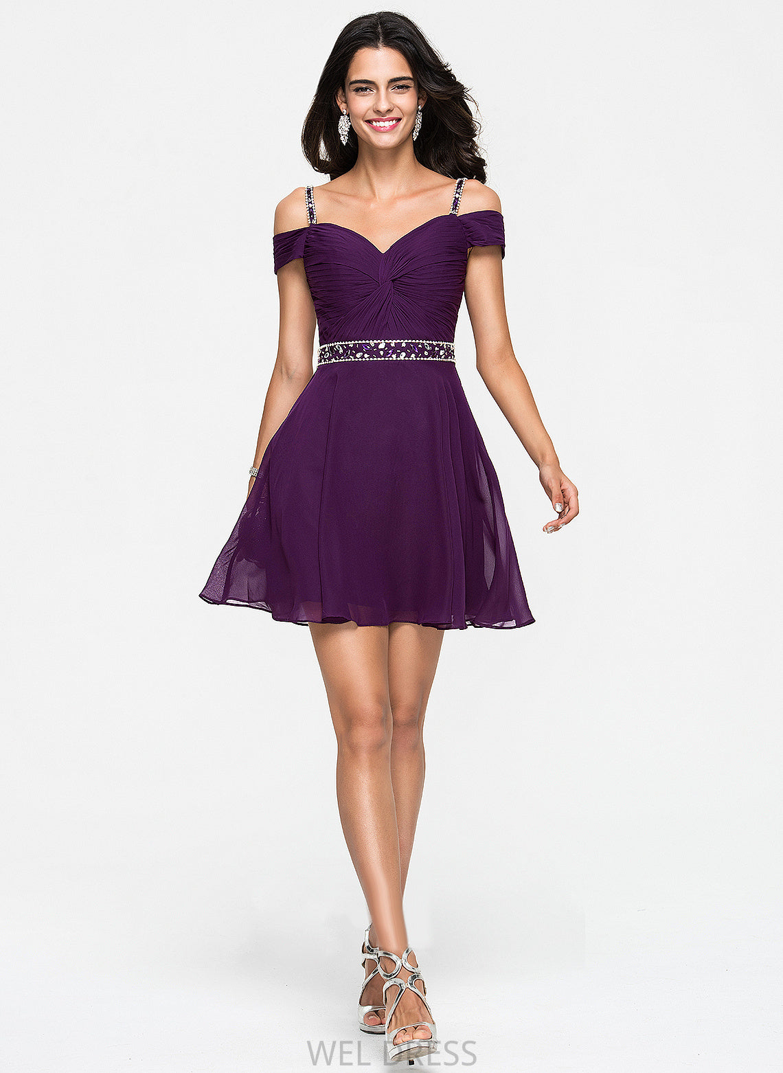 Homecoming Dresses Dress Andrea Chiffon Sweetheart Sequins A-Line Short/Mini Homecoming Beading With
