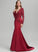 With Train Trumpet/Mermaid V-neck Courtney Prom Dresses Sequins Satin Sweep