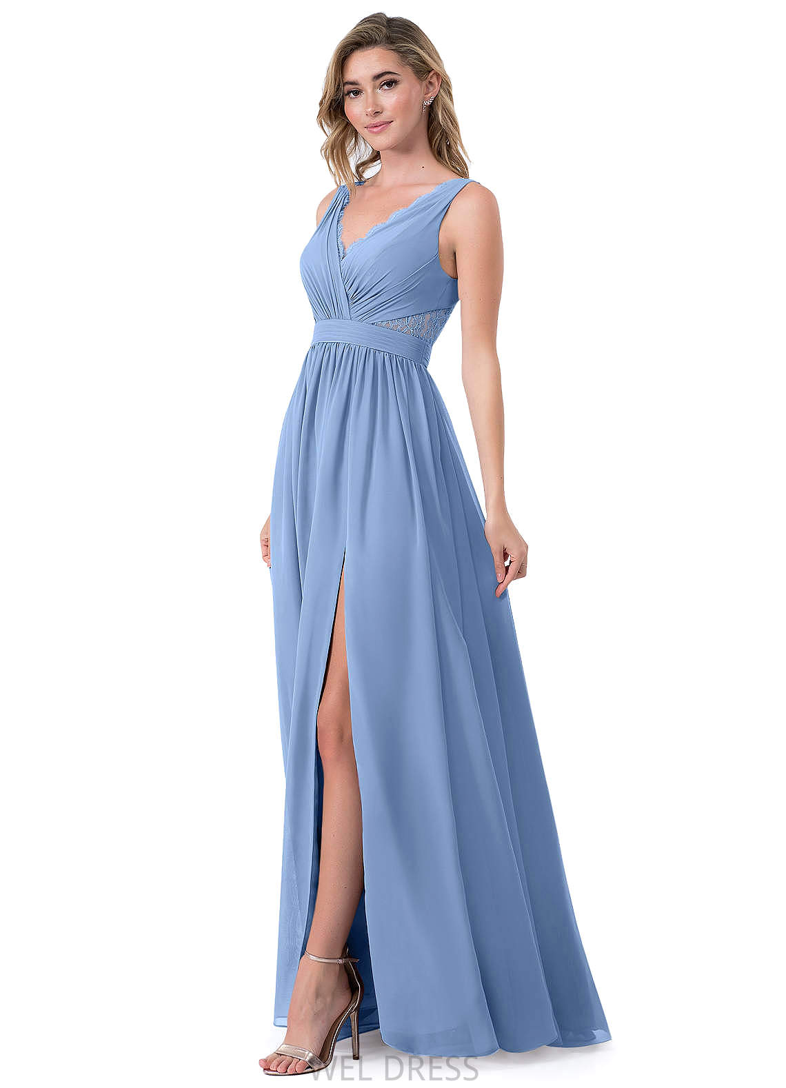 Barbara Natural Waist Floor Length A-Line/Princess Sleeveless Scoop Bridesmaid Dresses