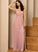A-Line Length Fabric V-neck Ruffle Neckline SplitFront Floor-Length Embellishment Silhouette Elaine A-Line/Princess