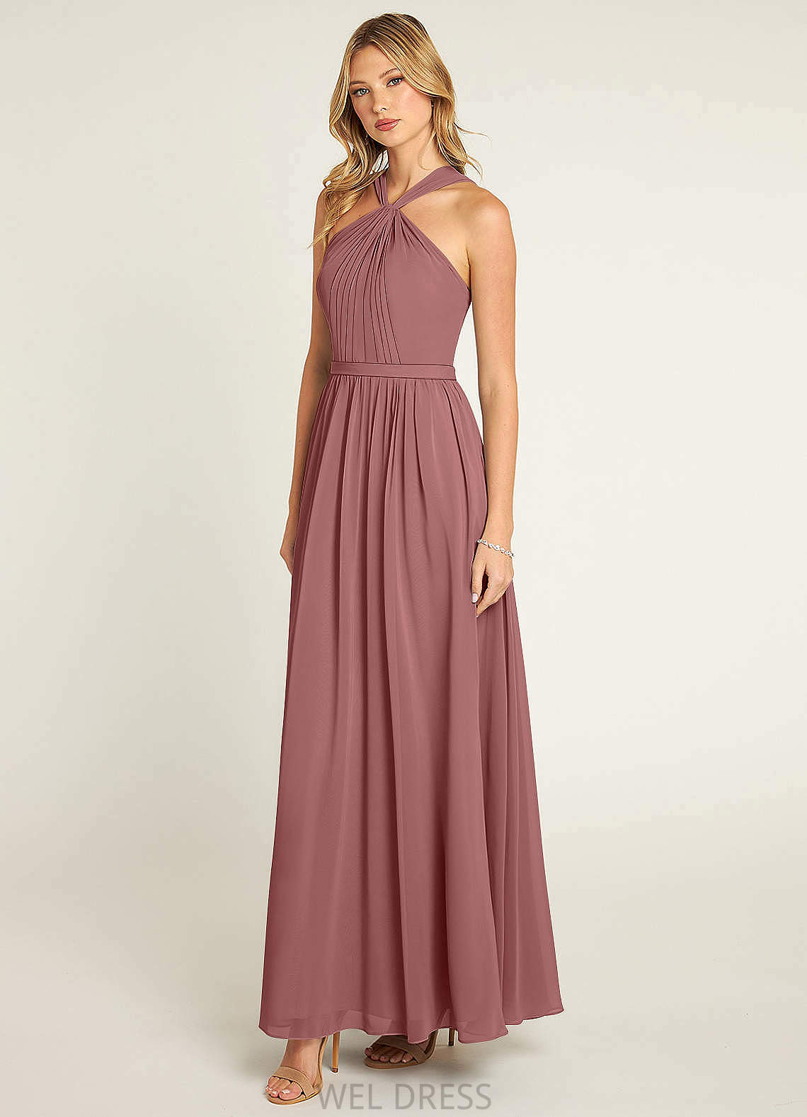 Tiffany Natural Waist Sleeveless A-Line/Princess Floor Length V-Neck Bridesmaid Dresses