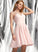 Homecoming Stretch Jaqueline Homecoming Dresses A-Line Crepe V-neck Dress Short/Mini